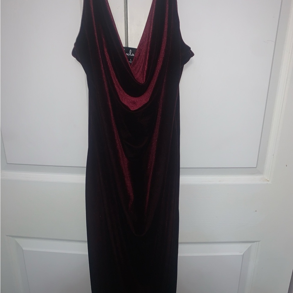 Lulu's Deep Red Velvet Dress